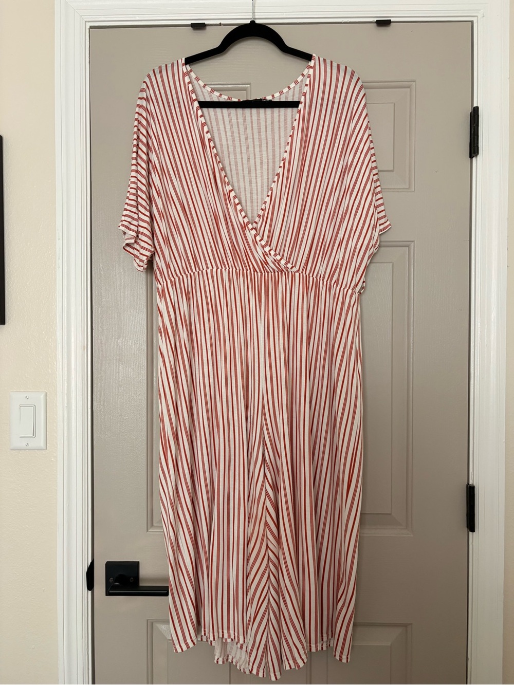Boohoo White & Rust Striped Wrap Midi Jumpsuit